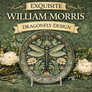 William Morris Dragonfly Decorative Plate | Unbreakable, USA Made image 1