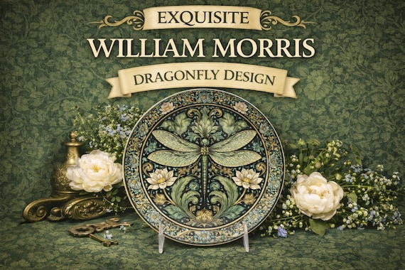 William Morris Dragonfly Decorative Plate | Unbreakable, USA Made
