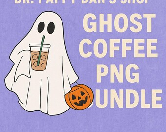 Ghost Coffee PNG Bundle | 25 Halloween Iced Coffee Clipart | Sublimation Tumbler Cricut | Spooky Season