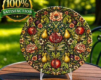 Plato de frutas estilo William Morris / Decoración botánica para la cocina / Plato decorativo irrompible de 25 cm / Plato de comedor vintage con temática de jardín / Hecho en EE. UU.