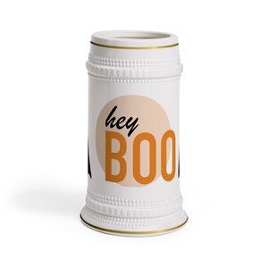 Hey Boo Beer Stein Mug - Halloween Gift, Ghost Decor, Unique Drinkware, Spooky Party Favor, Boo Beer Lover
