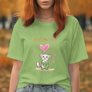 Possum Love T-Shirt, Cute Animal Tee, Valentine Gift Idea, Opossum Lover, Heart Graphic Shirt, Funny Animal Shirt, Possum Gift Shirt