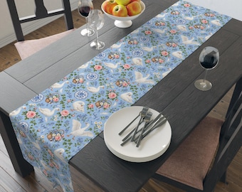 Blue Goose Floral Pattern Table Runner | Cottagecore Floral Table Decor