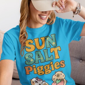 Sun Salt Piggies Guinea Pig T-Shirt | Kawaii Bella+Canvas Tee | Cute Summer Shirt for Pet Lovers | Unisex Comfort Tee Gift