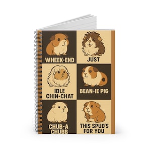 Cute Guinea Pig Spiral Notebook, Animal Lover Gift, Funny Pet Notebook, Journal for Kids, Unique School Supplies, Cute Animal Art