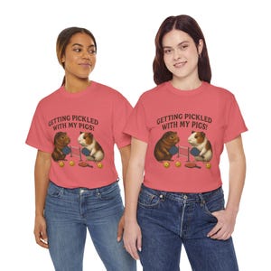 Getting Pickled Unisex Tee - Pig and Guinea Pig Lover Gift, Pickle Ball Player Shirt, Funny Animal Graphic Tee, Farm Animal Shirt, Pig Lover