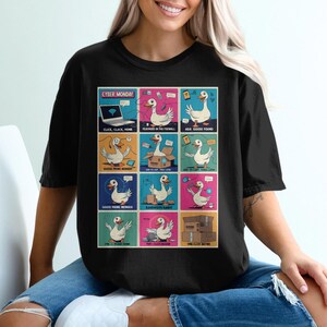 Cyber Monday Goose T-Shirt, Funny Duck Programmer Tee, Geek Gift, Tech Support, Humorous Gift, Animal Lover Shirt, Cartoon Character T-Shirt