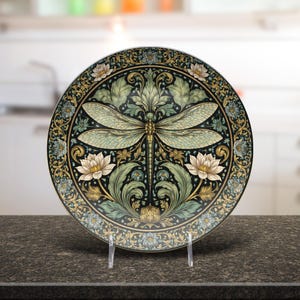 William Morris Dragonfly Decorative Plate | Unbreakable, USA Made image 8