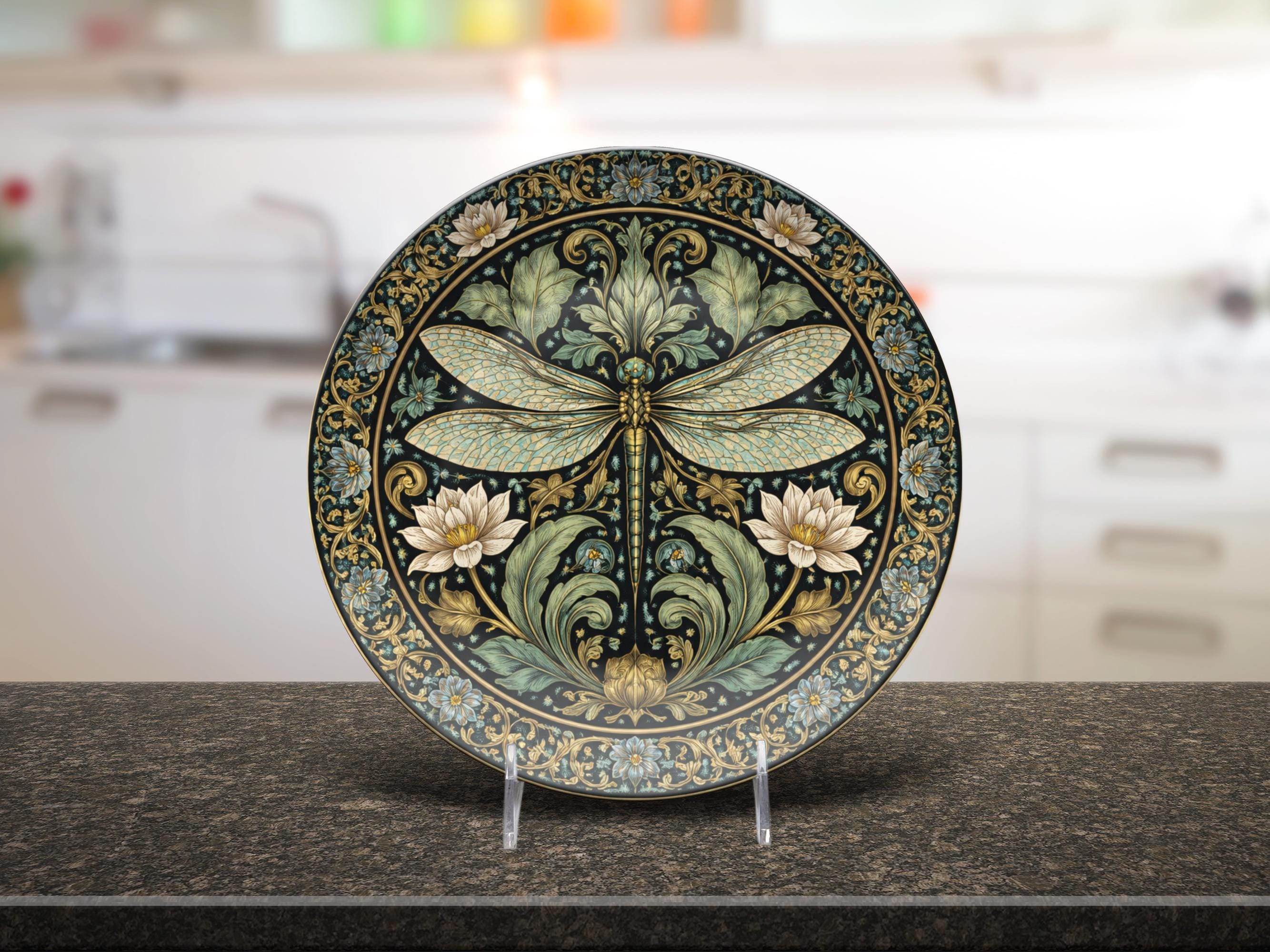 William Morris Dragonfly Decorative Plate | Unbreakable, USA Made
