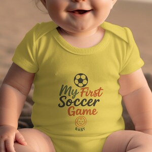 Baby Bodysuit My First Soccer Game, Baby Soccer Outfit, Cute Baby Onesie, Fun Baby Bodysuit, Baby Gift, Soccer Baby Shower Gift