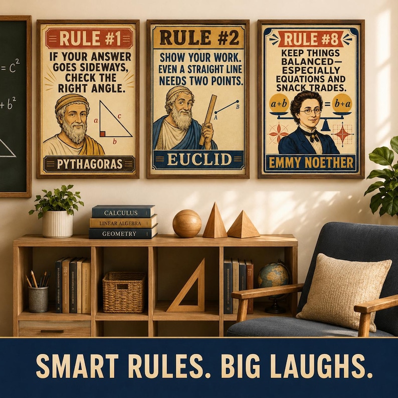 Funny Math Posters Printable Set, Famous Mathematicians Classroom Decor ...