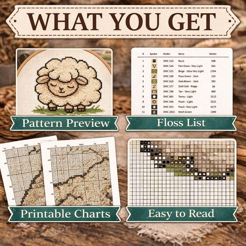 Christian Sheep Cross Stitch Pattern, Luke 15 Verse, Beginner Lamb ...