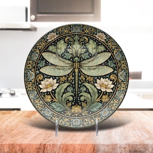 William Morris Dragonfly Decorative Plate | Unbreakable, USA Made image 6