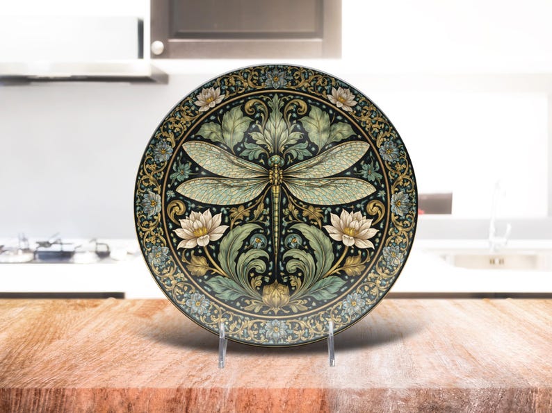 William Morris Dragonfly Decorative Plate | Unbreakable, USA Made image 6