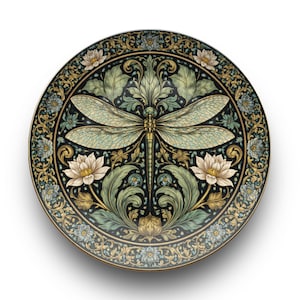 William Morris Dragonfly Decorative Plate | Unbreakable, USA Made image 2