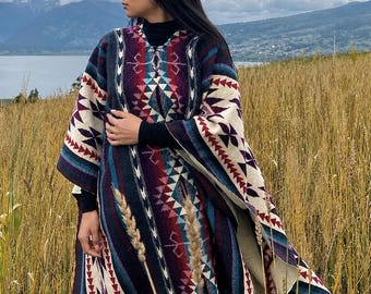 Handmade Geometric Alpaca Wool Ponchos! Unisex. Handmade by talented crafters from the Andes Mountains.