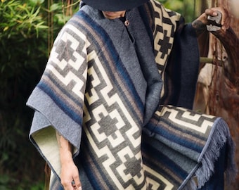 Handmade Geometric Alpaca Wool Ponchos! Unisex. Handmade by talented crafters from the Andes Mountains.