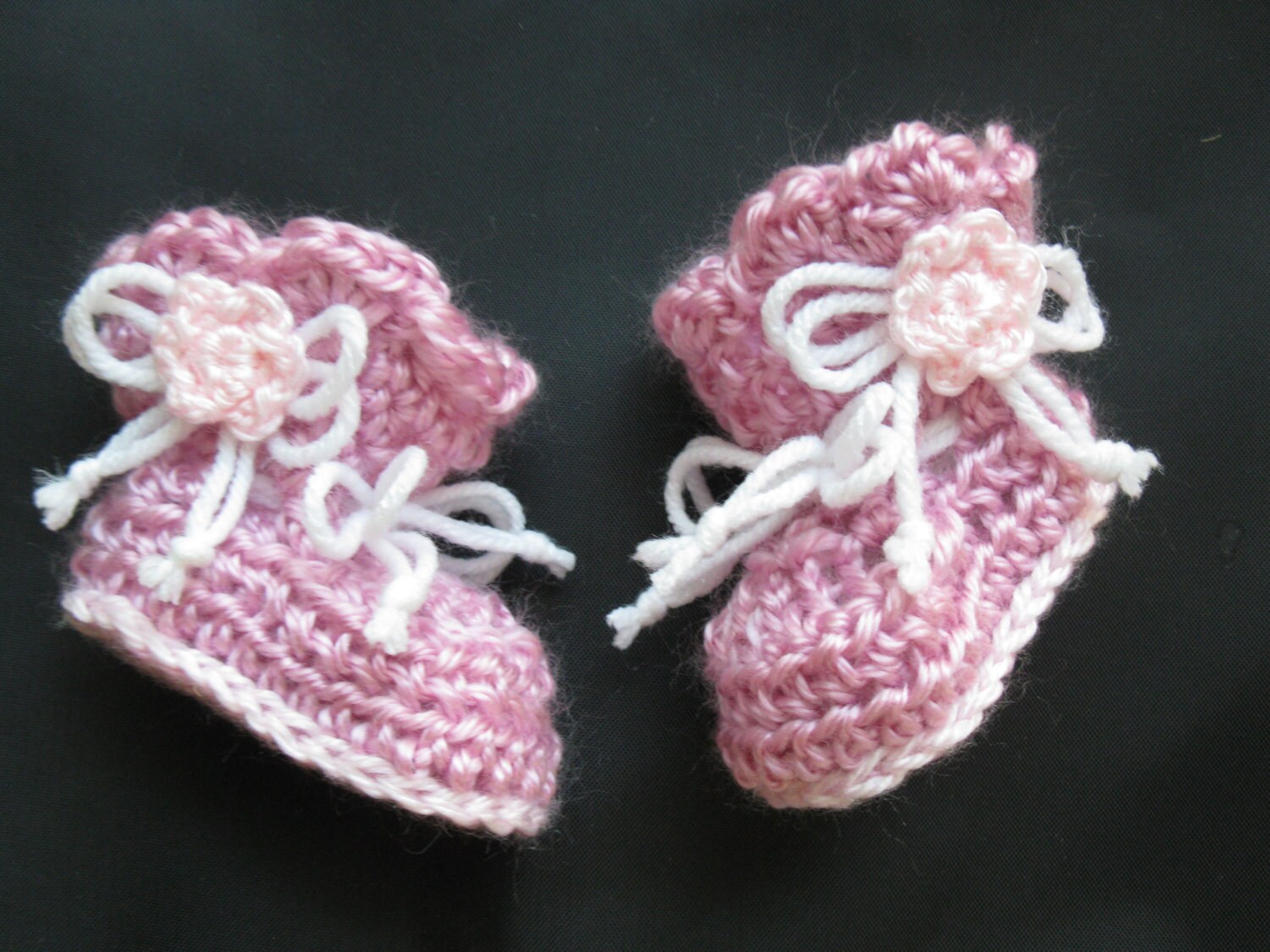 Pink Crochet Baby Girl Booties Newborn Boots Knit Soft Infant Girl Crib