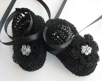 Botines de bebé recién nacido tejidos a crochet, zapatos de cuna de bautizo, botines de niña hechos a mano a crochet, botines de punto para renacer, zapatos de muñeca a crochet