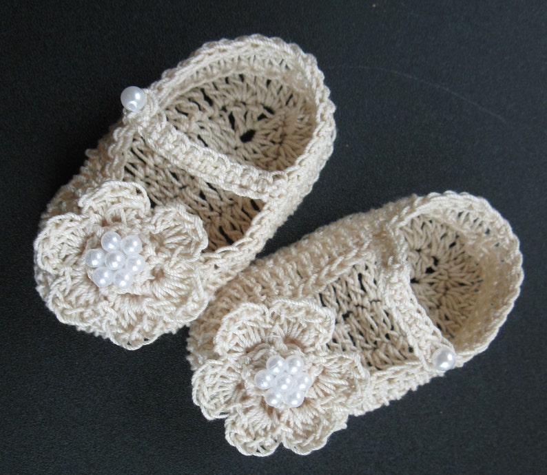 Crochet Baby Girl Booties Infant Crib Shoes With Pearls Etsy