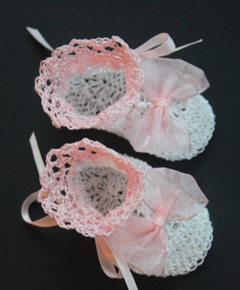 Crocheted Baby Booties Newborn Girl Crib Shoes Baptismal Baby Etsy