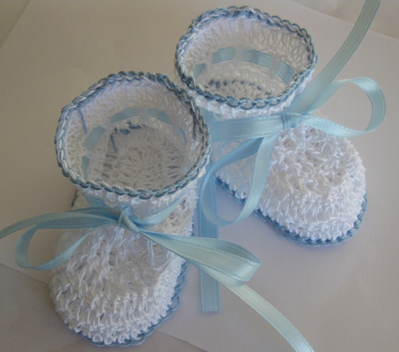 Crocheted Baby Boy Booties Crib Shoes Knit Baby Boy Booties Etsy