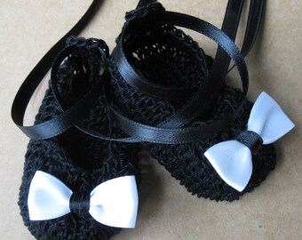 Botines de crochet para bebé recién nacido, zapatos de cuna para niña, botines tejidos con lazo para bebé, botines de algodón para muñeca Reborn.