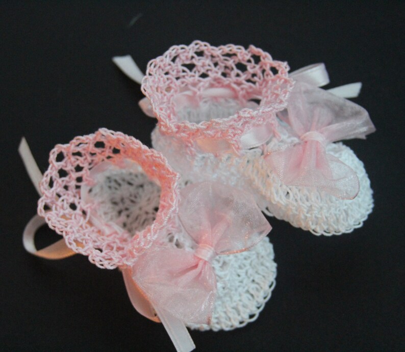 Crocheted Baby Booties Newborn Girl Crib Shoes Baptismal Baby Etsy