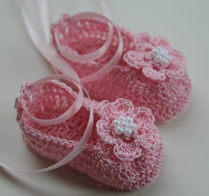 Crocheted Newborn Baby Booties Infant Crib Shoes With Pearls Etsy