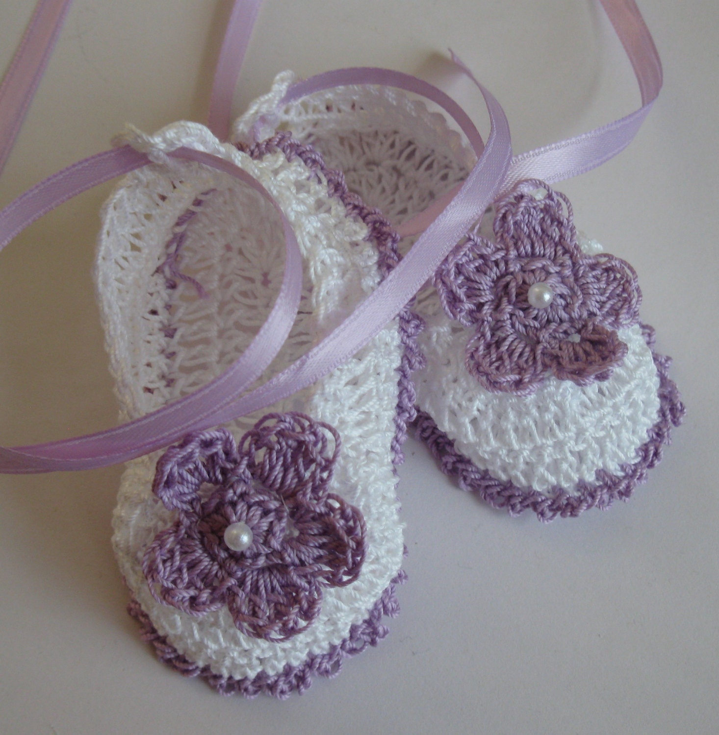 Crocheted Newborn Infant Baby Girl Booties Crib Shoes Lavender - Etsy