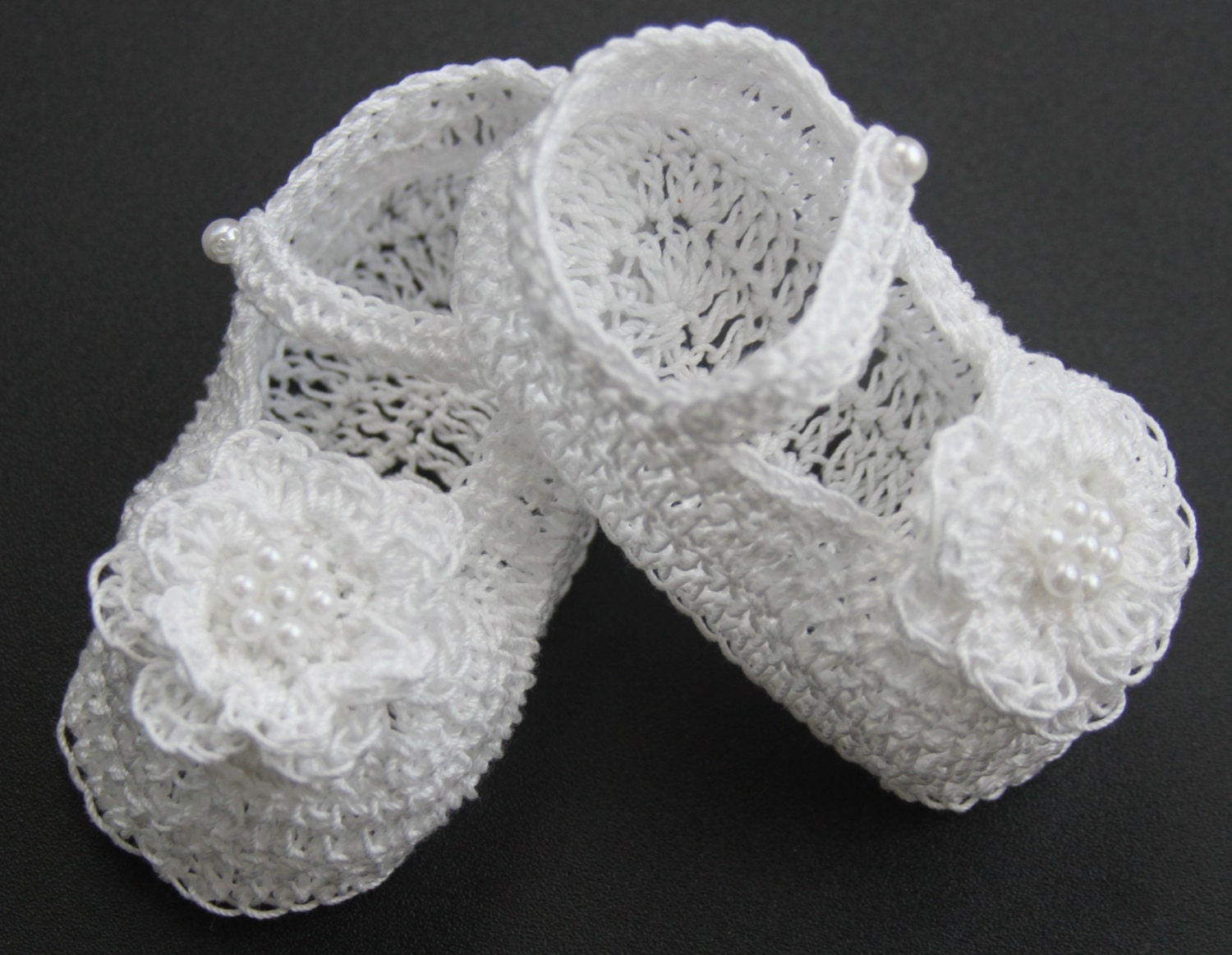Crocheted Infant Baby Girl Baby Booties Christening Crib Shoes Etsy