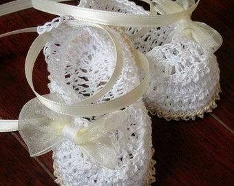 Botitas de bebé recién nacida tejidas a crochet, zapatos de cuna para bebé, botitas de bebé para bautizo, botitas de bebé para muñeca Reborn tejidas a crochet