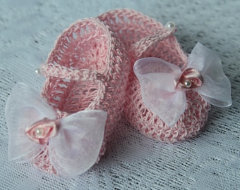 Botitas de bebé recién nacida tejidas a crochet, zapatos de cuna bautismal, botitas de bebé tejidas a crochet, botitas de bebé reborn, zapatos de muñeca, botitas de bebé prematuro tejidas a crochet