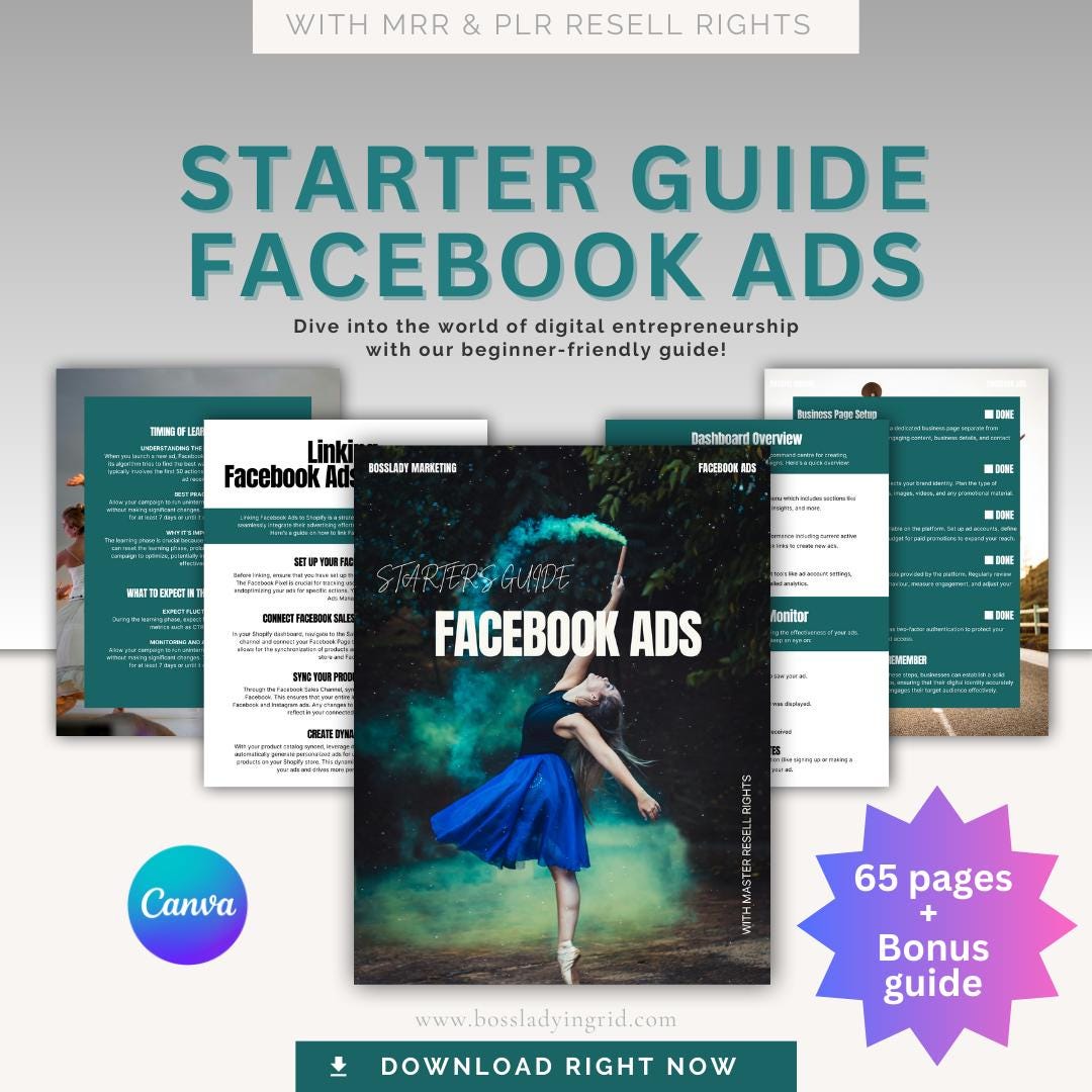 Facebook Ads Starter Guide (56 Pages) With MRR & PLR - Etsy