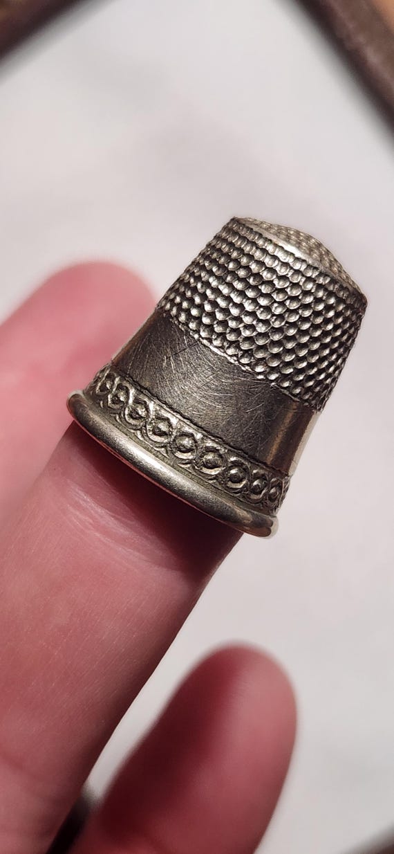 Vintage Sterling Silver Thimble: Size 10, Distressed Patina & Organic Pattern