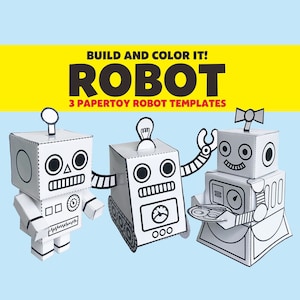 Papier Spielzeug Roboter Set Färbung Aktivität Seite DIY druckbare Papier Handwerk Digital Download Art Kit Aktivität Vorschulkinder