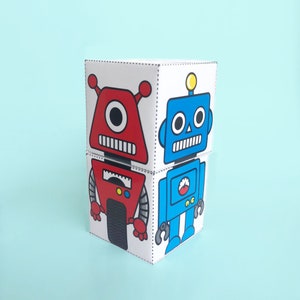 Blocchi robot stampabili fai da te / Robot da abbinare e mescolare / Carta educativa / Blocchi robot da colorare / Attività di artigianato per la scuola materna