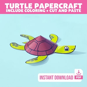 Turtle Papercraft Activity Pack: Cut, Paste & Color (Digital Download)
