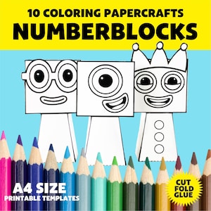 Sprunki OC Numberblocks Coloring Papercraft: Kids A4 Printable Activity (Digital Download PDF)