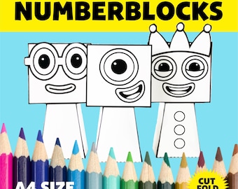 Manualidad de papel para colorear con bloques numéricos de Sprunki OC: Actividad imprimible para niños (PDF)