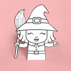 Halloween Coloring Craft, Witch, Halloween Party Craft, Halloween Treat Box Candy,Halloween Papercraft, Coloring Activity
