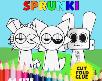 Dibujos para colorear de personajes de Sprunki Pyramixed: Actividad imprimible para niños (Descarga en PDF tamaño A4)