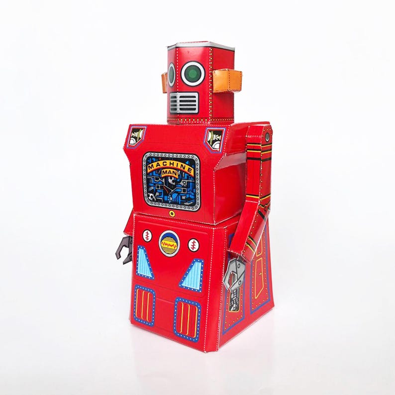 Machine Toy Papercraft Vintage Robot Papercraft: Machine Man Papertoy (digital Download) - Etsy