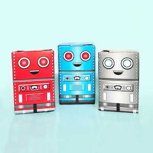 Boîtes de bonbons Robot Papercraft | Modèle de boîte en papier imprimable | Coffret cadeau robot | Fournitures de fête d'anniversaire pour enfants | Bricolage pour fête d'enfants