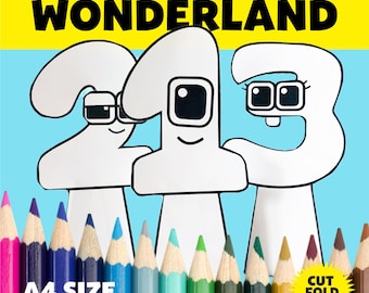 Sprunki OC Wonderland Número 1-10 Descarga digital Colorear Papercraft A4 para niños Actividad.