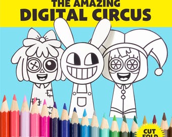 Digital Circus Papercraft: A4 Coloring Pages (Digital Download)