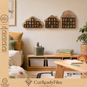 Kids Toy Shelf SVG Bundle Rainbow Cloud House Laser Cut Files for Toy Storage