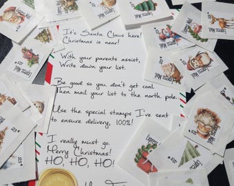 Holiday Express Mail Stamps for Letters to Santa 35 pretend stamps pre-cut & ready-to-use send letters to the North Pole great for children