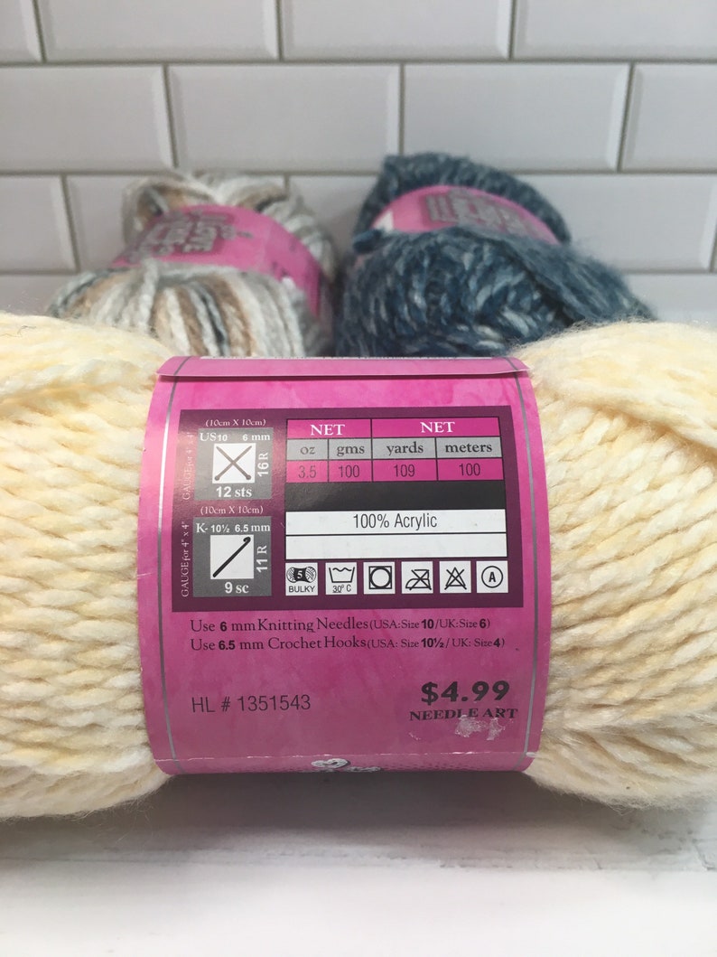 Hobby Lobbys I Love This Chunky Yarn Sand Dunes Heathered Denim Ivory