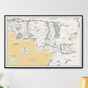 Beleriand & Middle Earth Detailed Map Framed Poster
